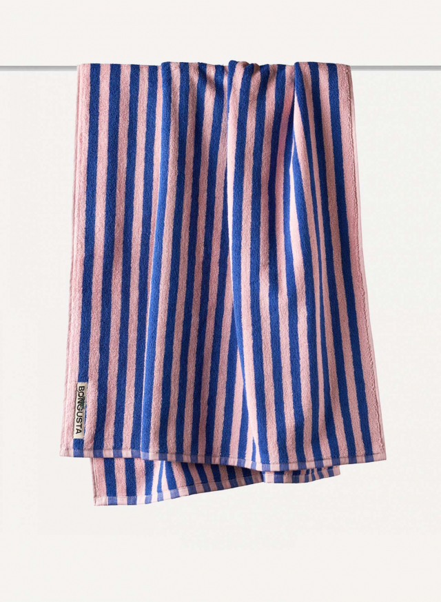 Bath Towel Blue & Rose