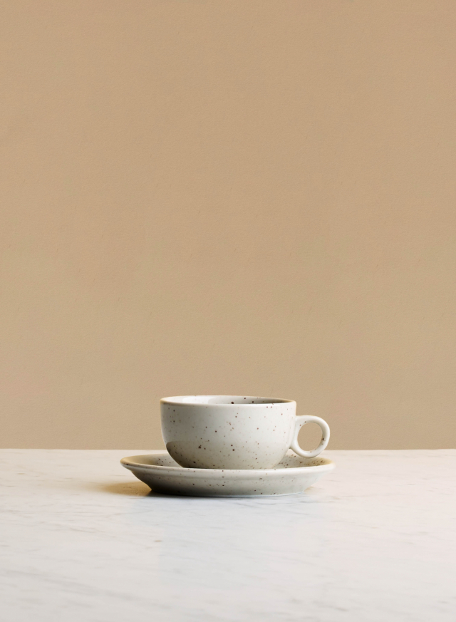 Espressokopp Dubbel med fat (15cl) Natural