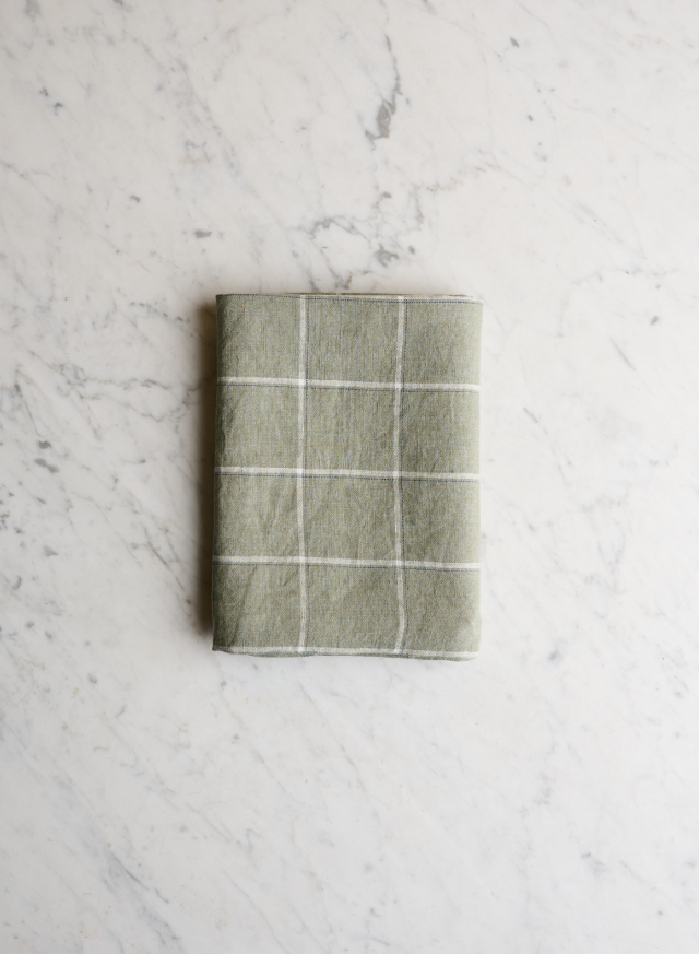 Kökshandduk Green / Grey Checks