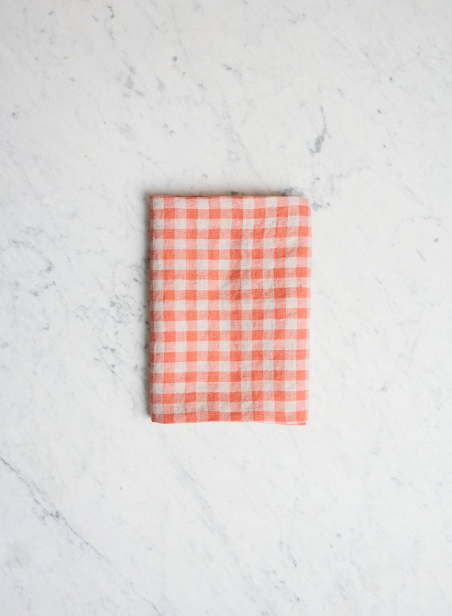 Kökshandduk Orange Flax Gingham
