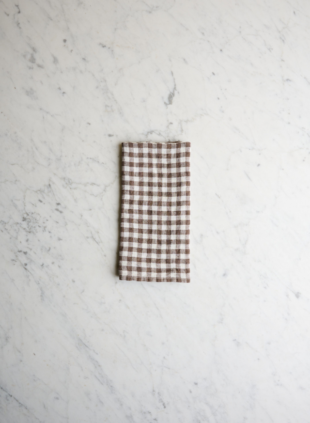 Linneservett Brown Gingham