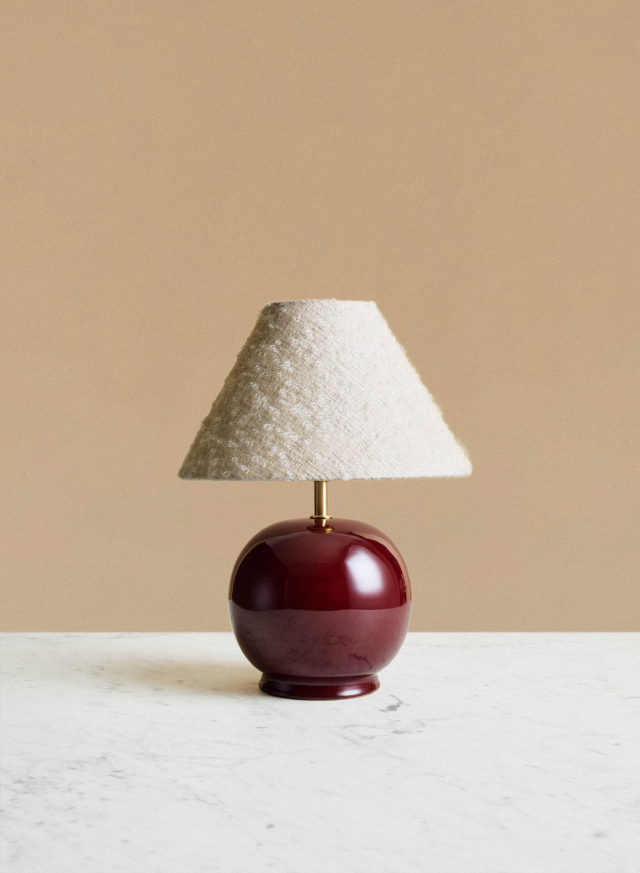 Bordslampa Tondo Piccolo Burgundy | Cono Ivory