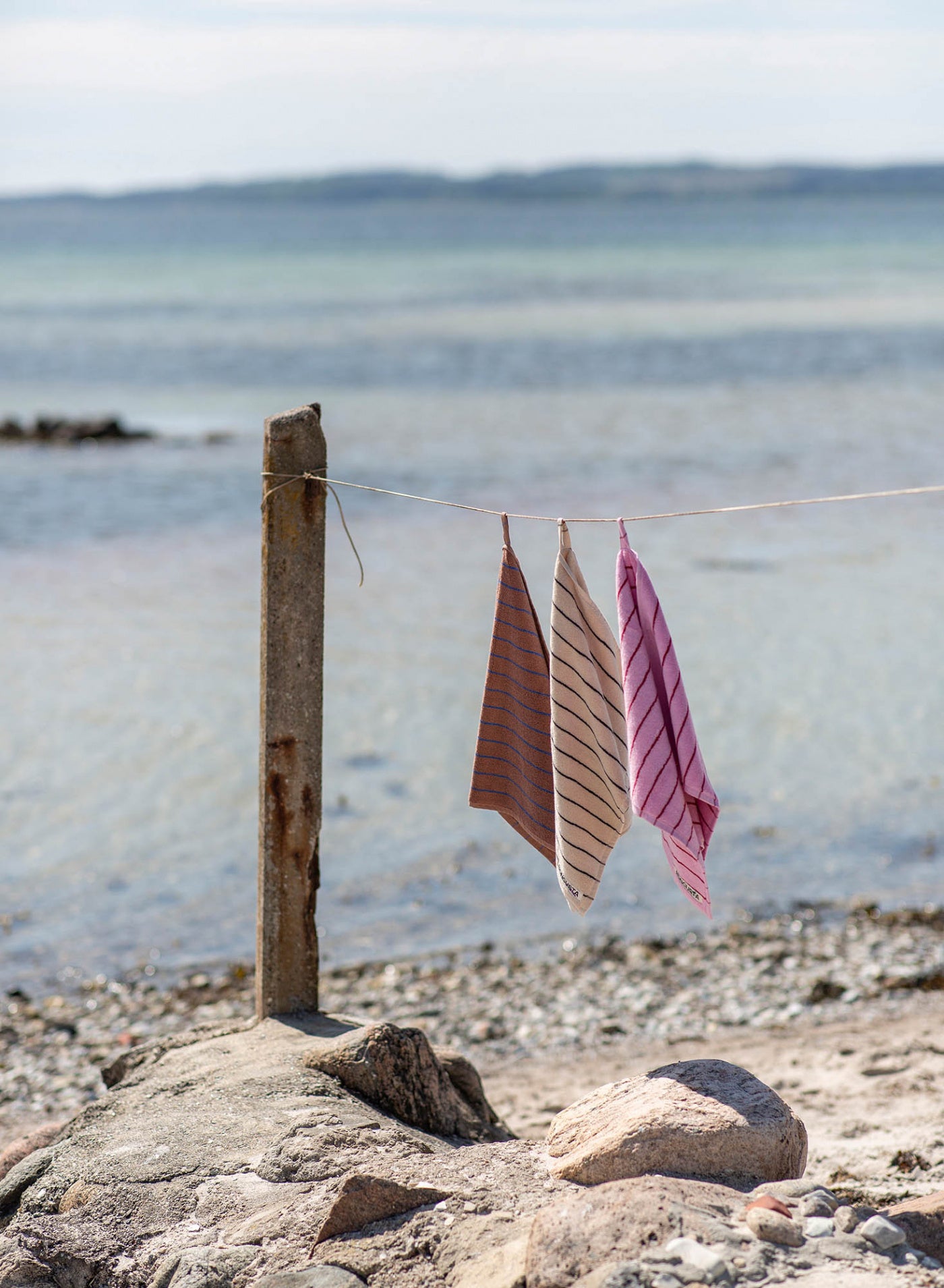 Guest Towel Camel & Blue Stripe