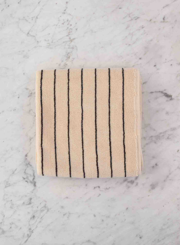 Guest Towel Creme & Ink Stripe