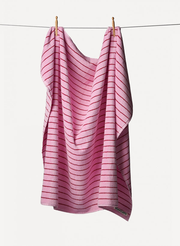 Bath Towel Pink & Red Stripe