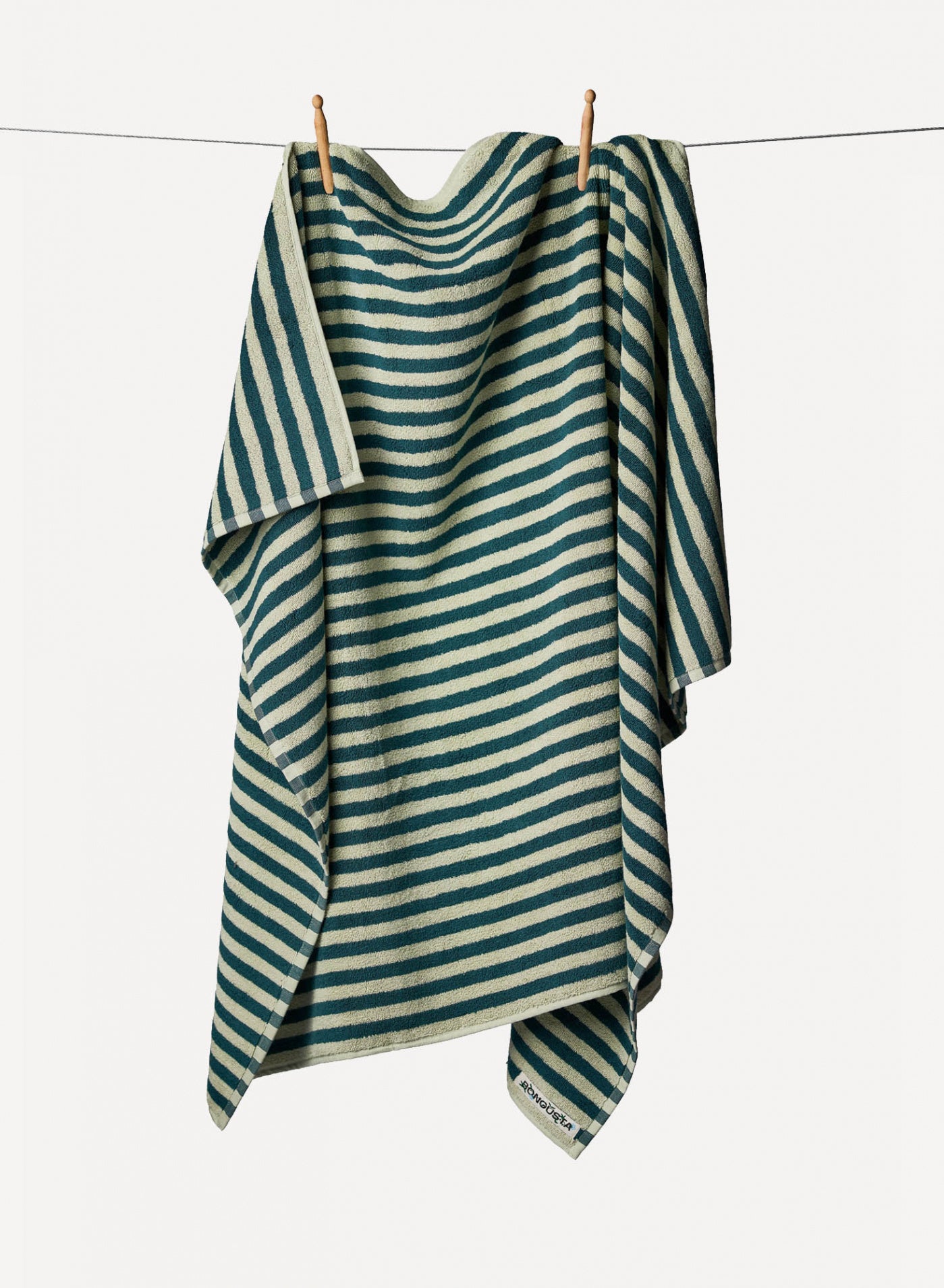 Bath Towel Foam & Teal Stripe