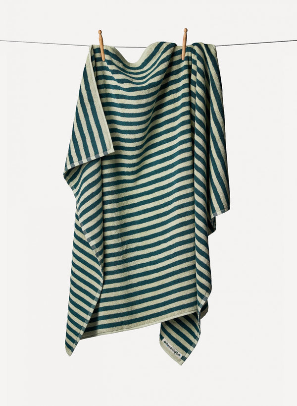 Bath Towel Foam & Teal Stripe