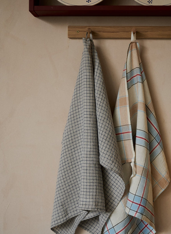 Kökshandduk Flax / Blue Checks