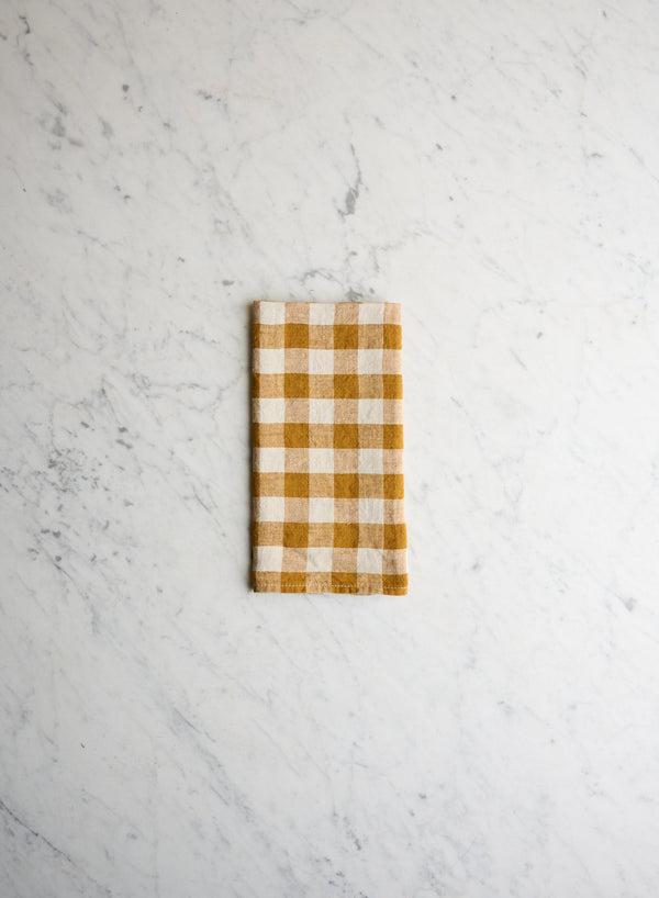 Linneservett Curcuma Medium Gingham