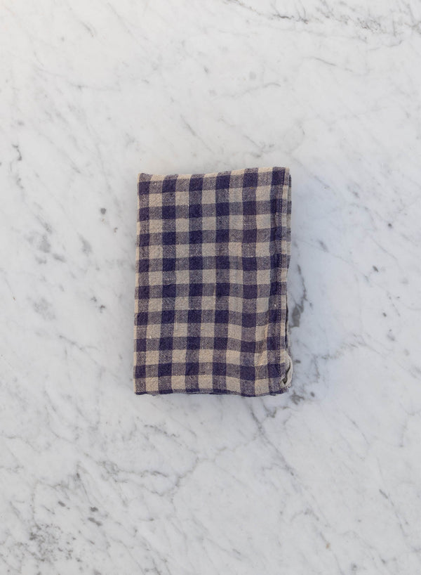 Kökshandduk Flax/Navy Gingham