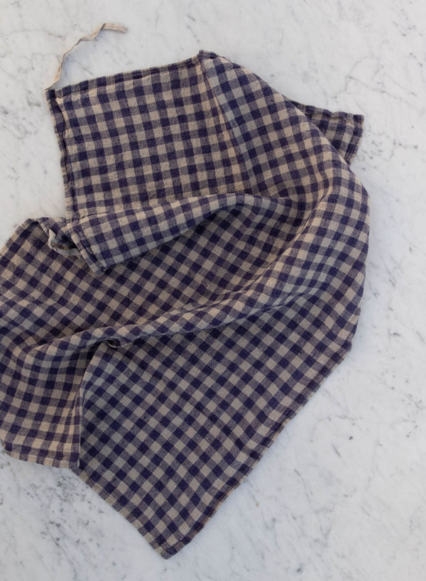 Kökshandduk Flax/Navy Gingham