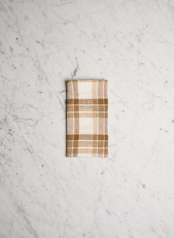 Linneservett Caramel Checks