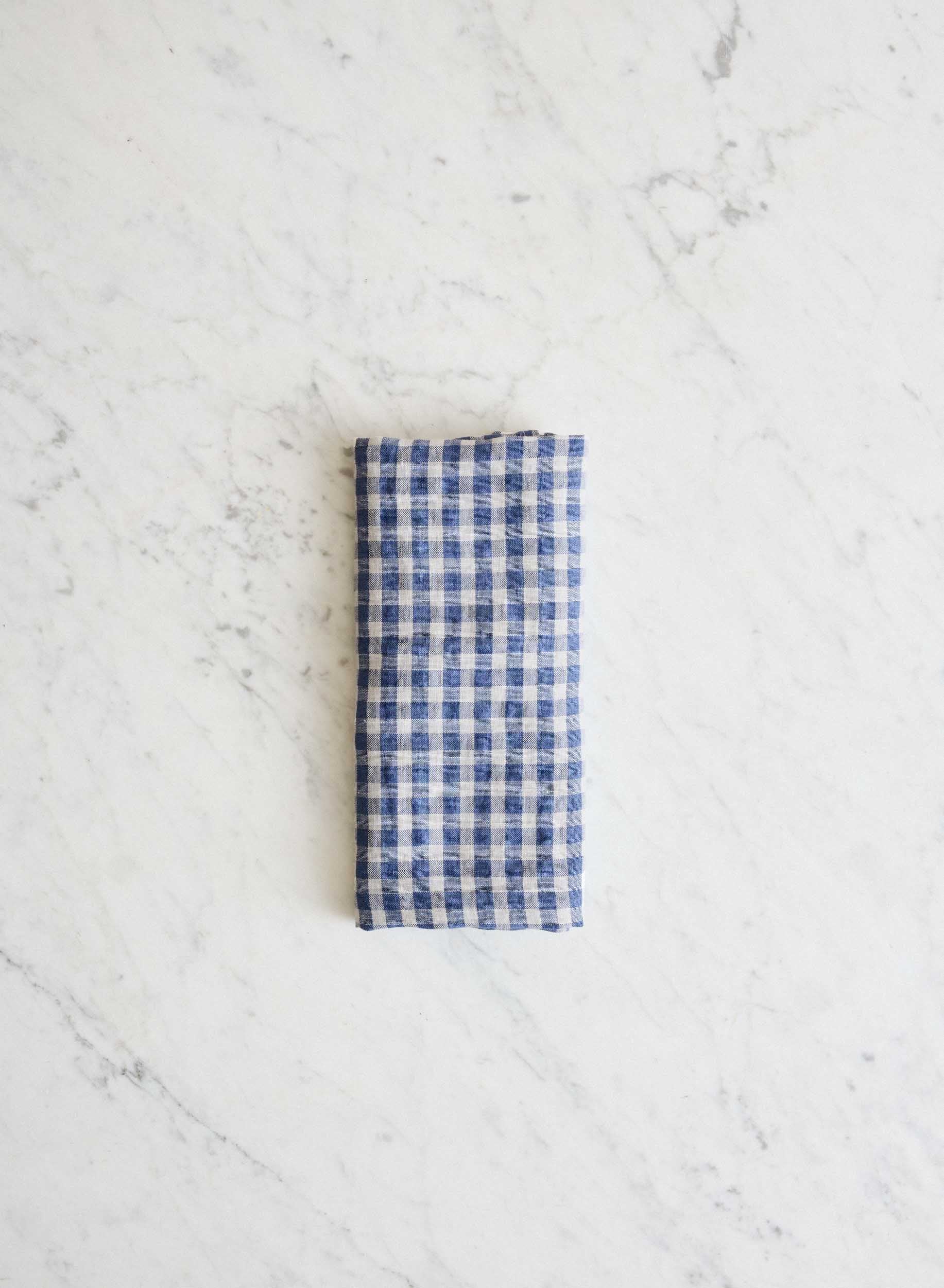 Linneservett Blue Small Gingham