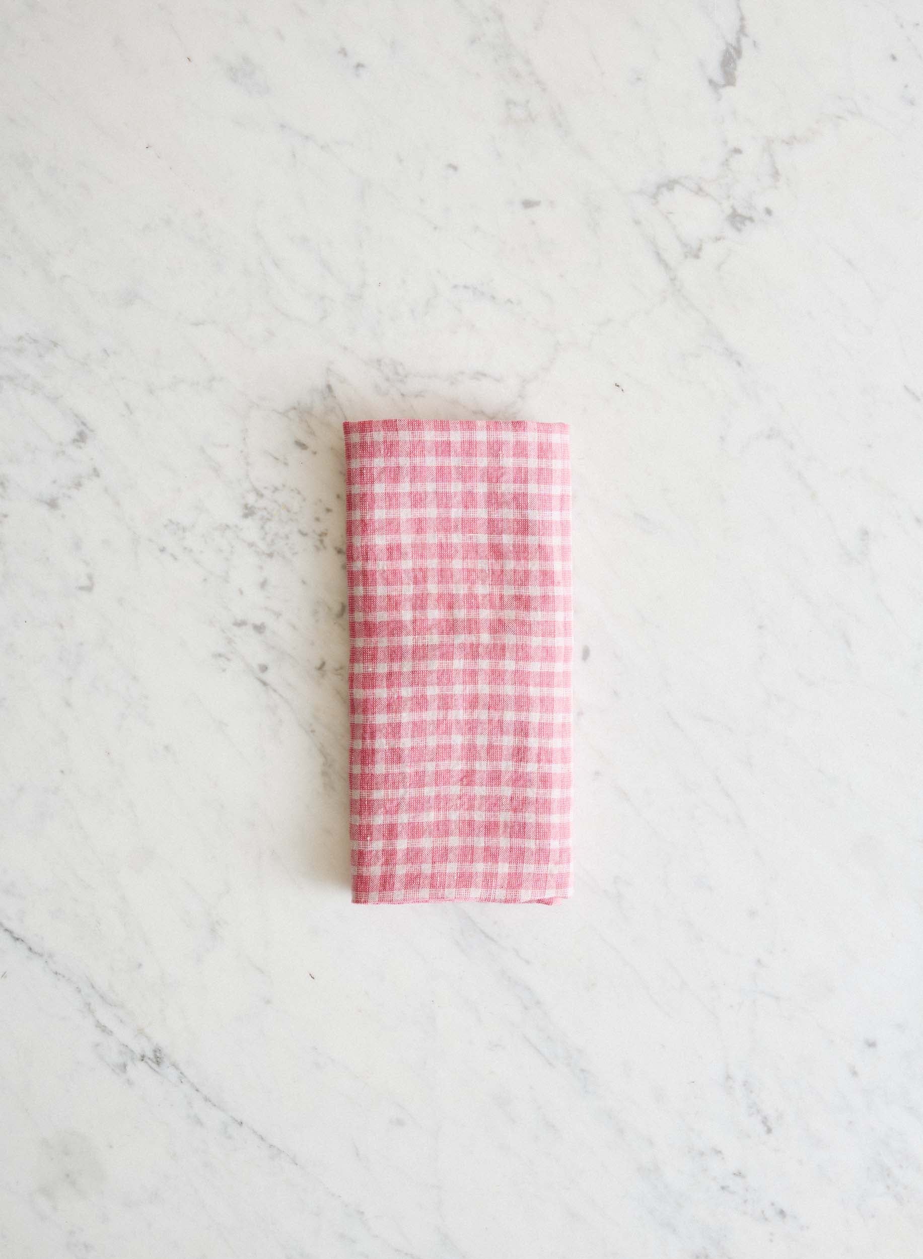 Linneservett Pink Checks