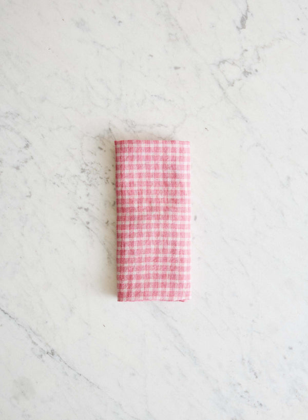 Linneservett Pink Checks