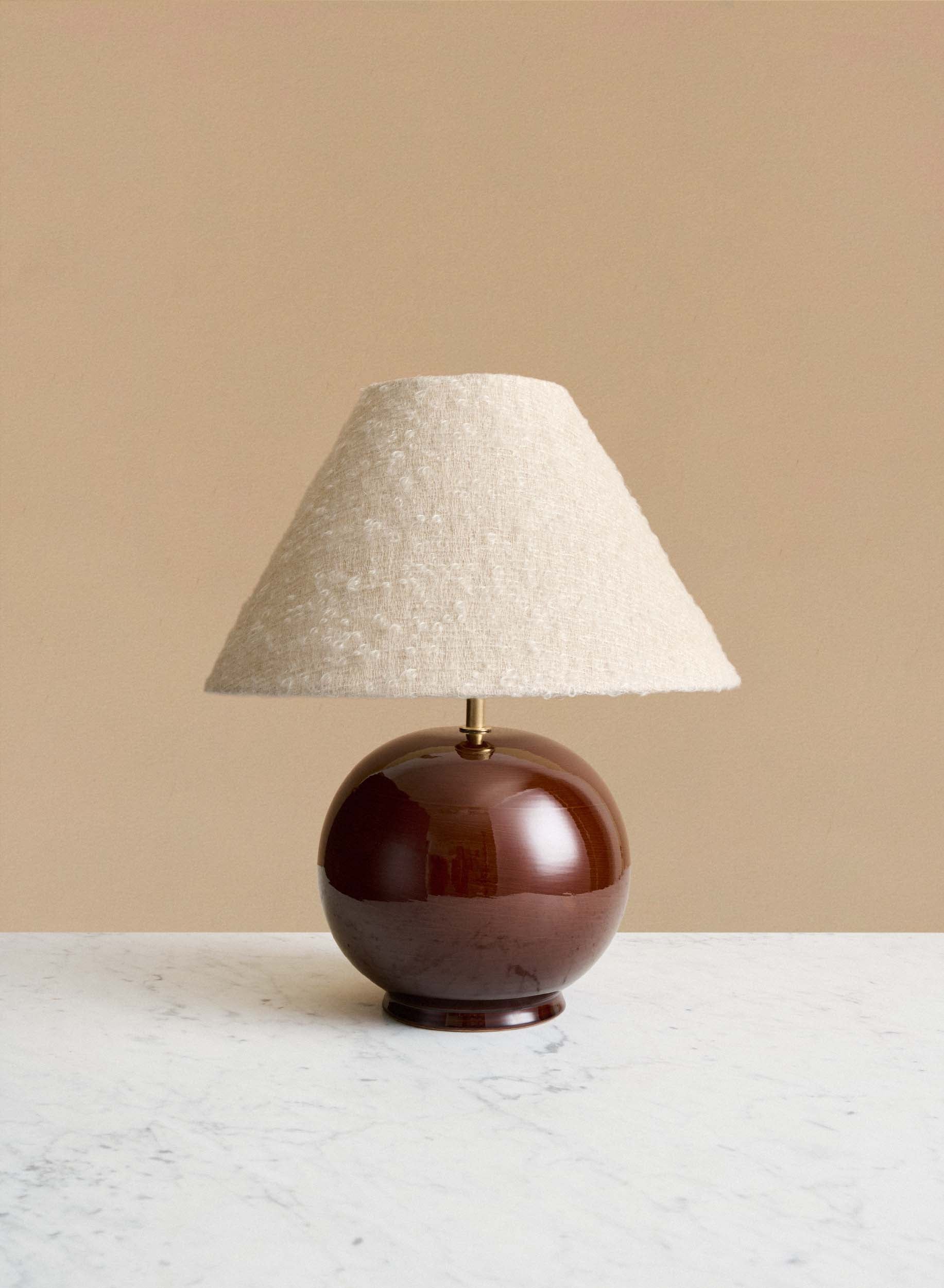 Table lamp Tondo Redbrown | Cono Ivory