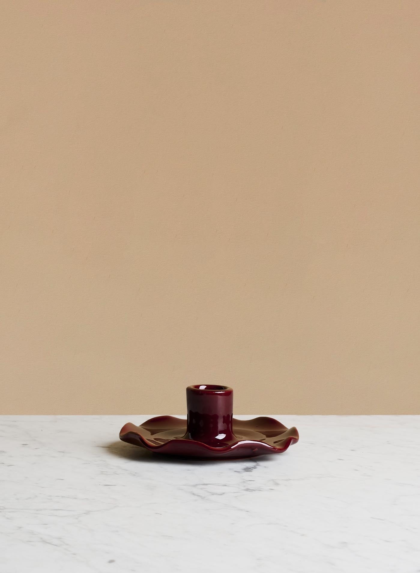 Wavy Candle Holder Burgundy