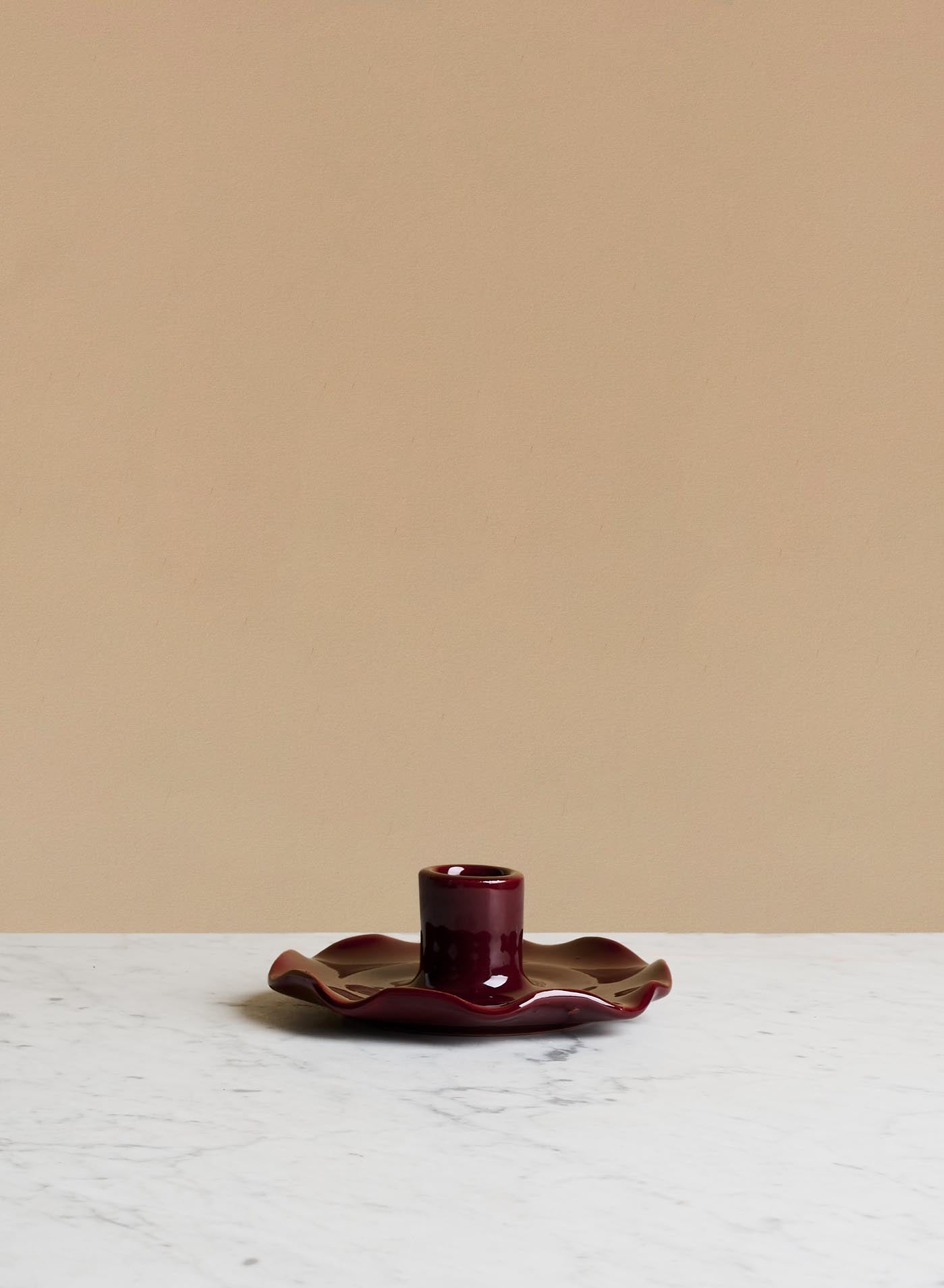 Wavy Candle Holder Burgundy