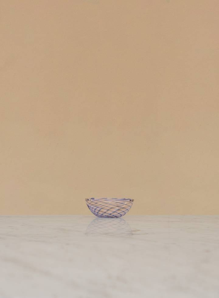Spin Bowl Light Pink With Blue Stripe