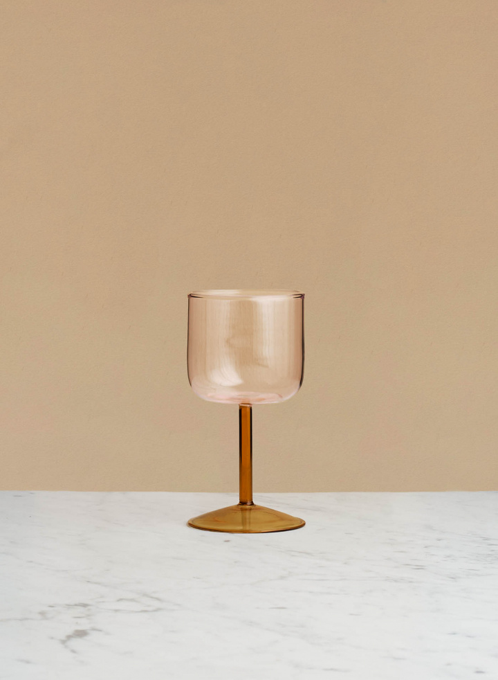 Tint Wine Glass Set of 2 Pink and Yellow