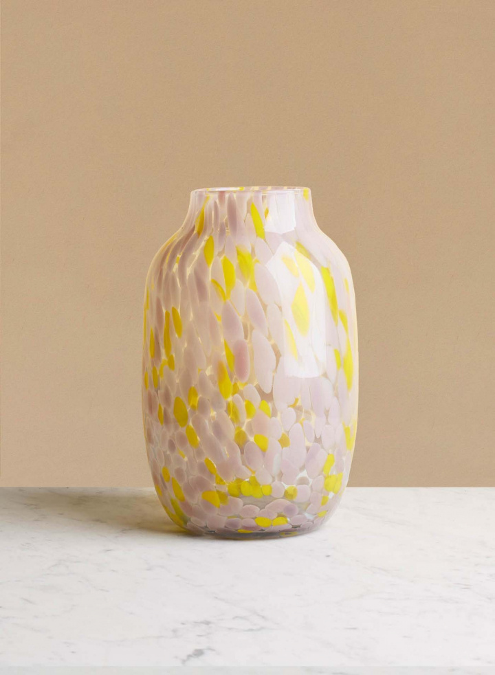 Splash Vase Round L Light Pink and Yellow