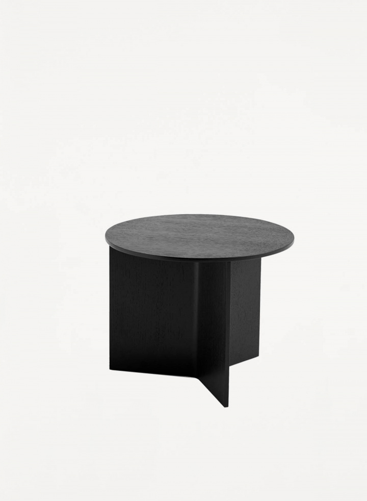 Slit Table Wood Round Ø45 Black Lacquered Oak
