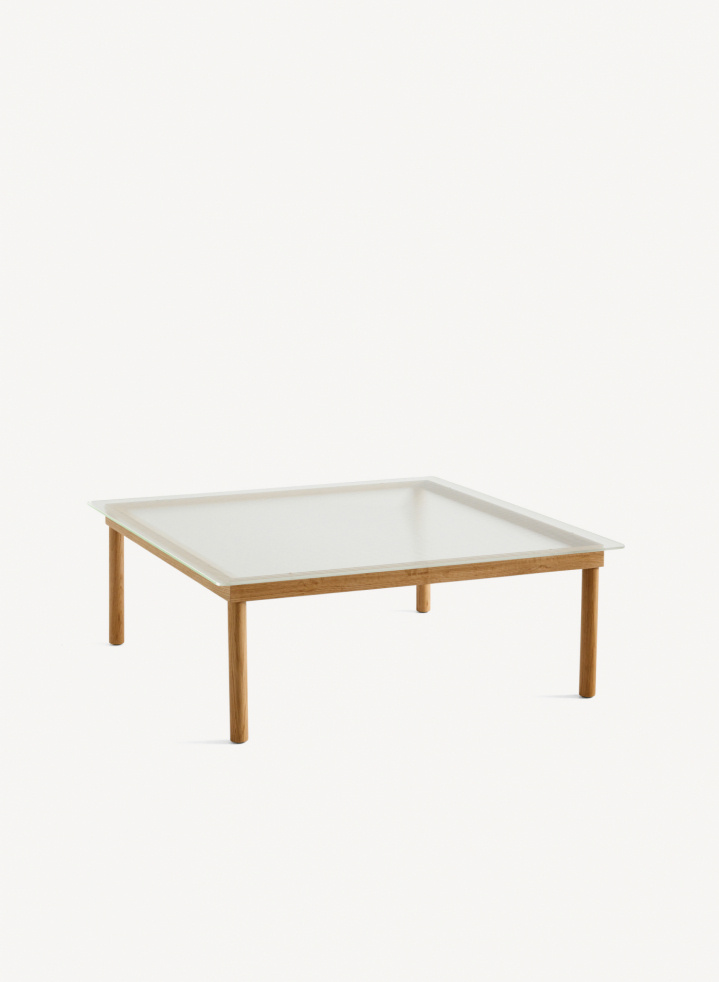 Kofi Coffee Table 100X100 Solid Oak & Clear Reeded Glass 