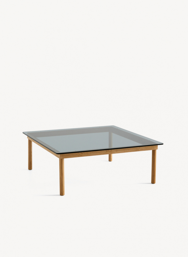 Kofi Coffee Table 100X100 Solid Oak & Grey Tinted Glass 