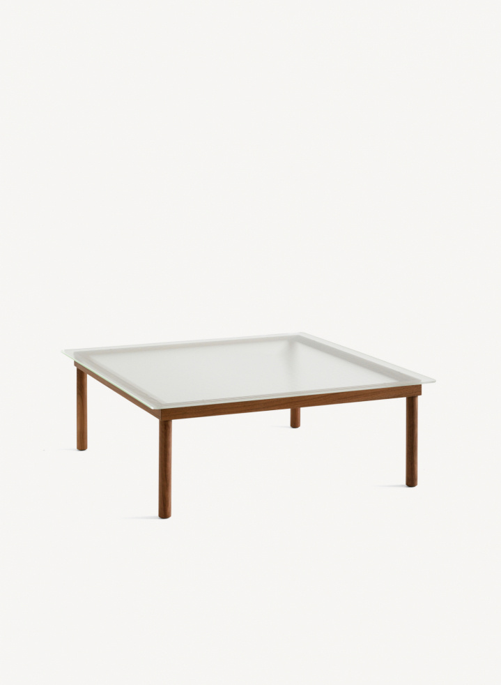 Kofi Coffee Table 100X100 Solid Walnut & Clear Reeded Glass 