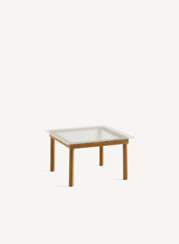 Kofi Coffee Table 60x60 Solid Oak & Clear Reeded Glass