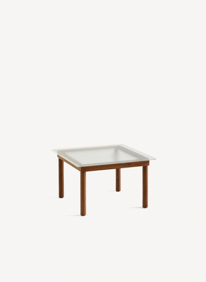 Kofi Coffee Table 60x60 Solid Walnut & Clear Reeded Glass