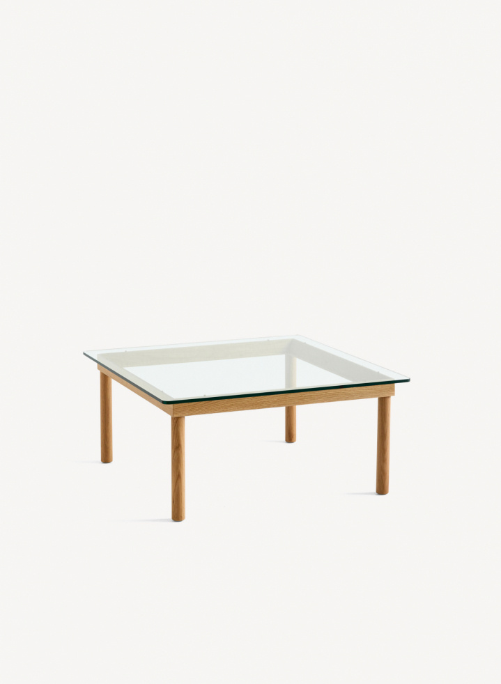 Kofi Coffee Table 80x80 Solid Oak & Clear Glass