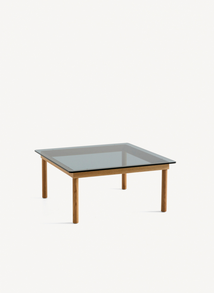 Kofi Coffee Table 80x80 Solid Oak & Grey Tinted Glass