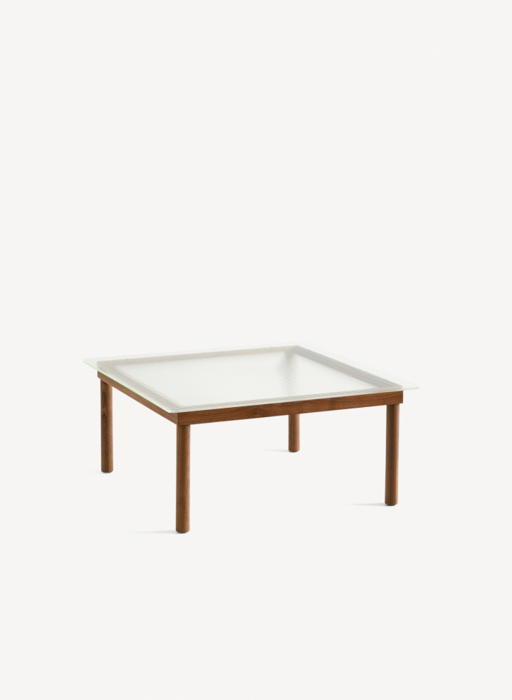 Kofi Coffee Table 80x80 Solid Walnut & Clear Reeded Glass 