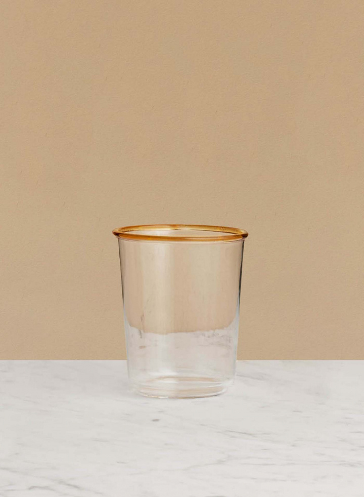 Sorsi Water Glass with Amber Rim