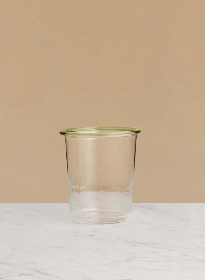 Sorsi Water Glass with Green Rim