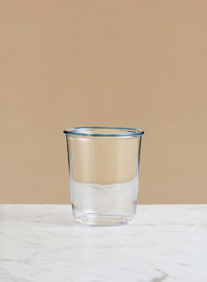 Sorsi Water Glass with Blue Rim