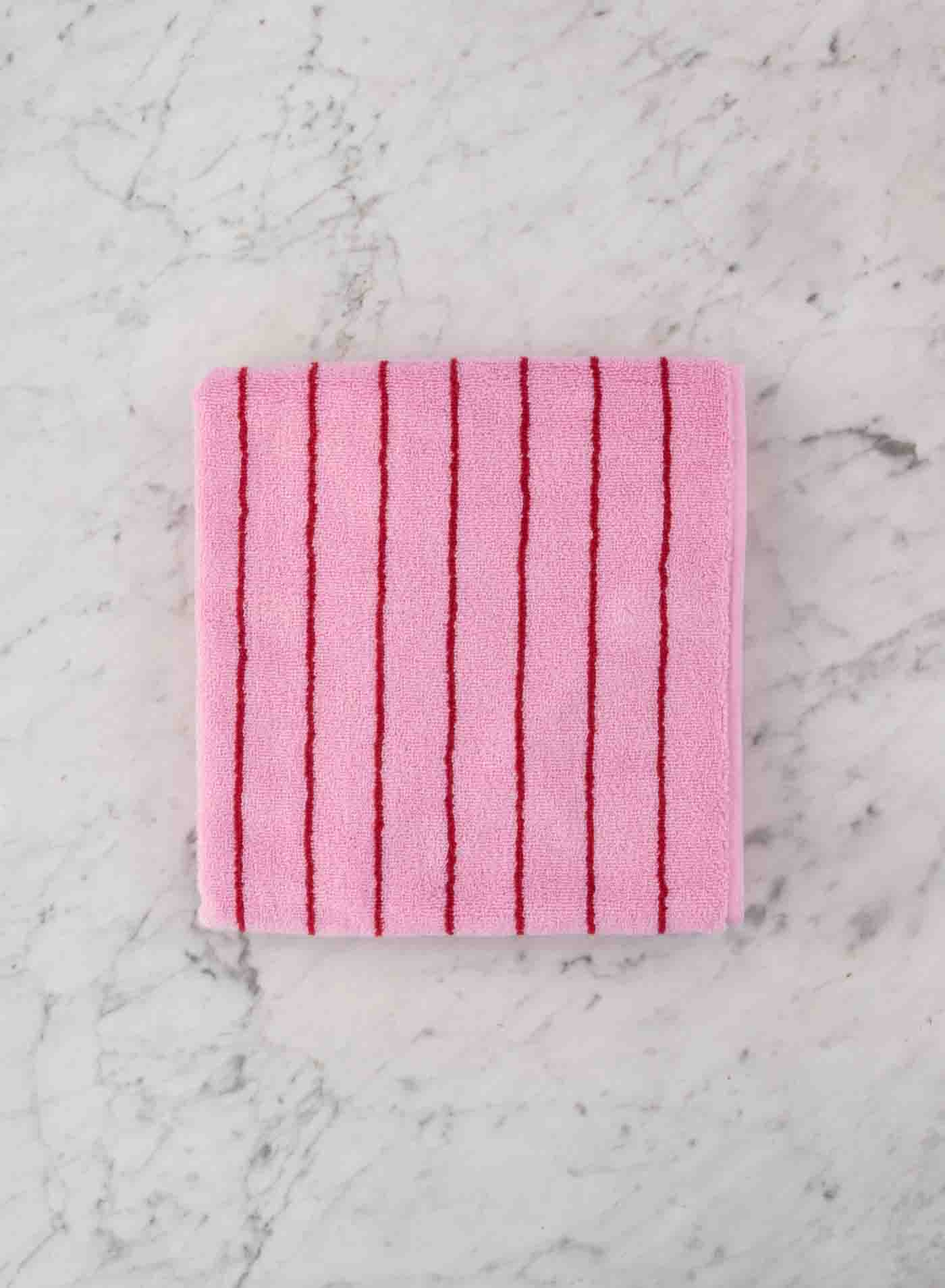 Guest Towel Pink & Red Stripe