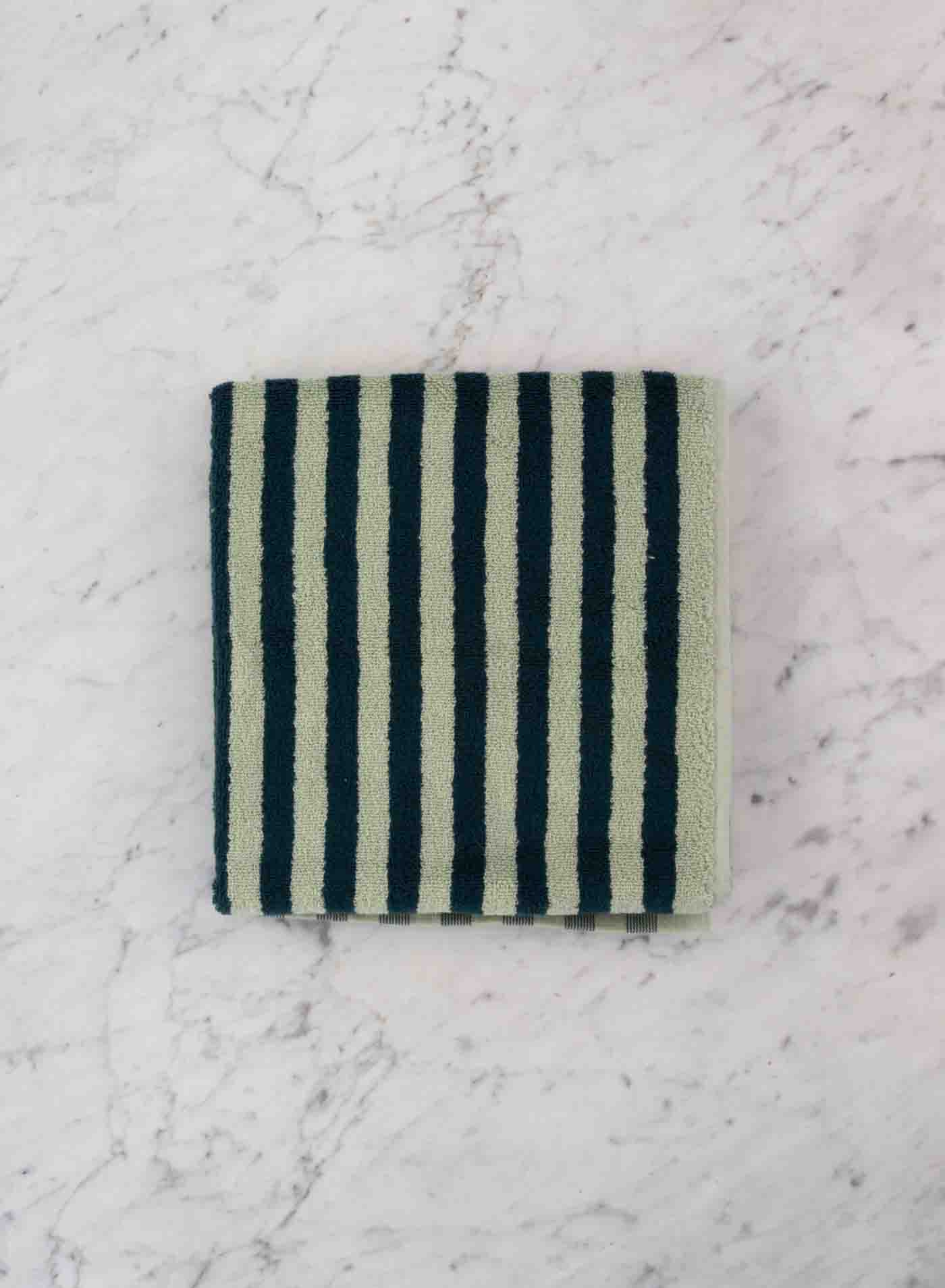 Guest Towel Foam & Teal Stripe