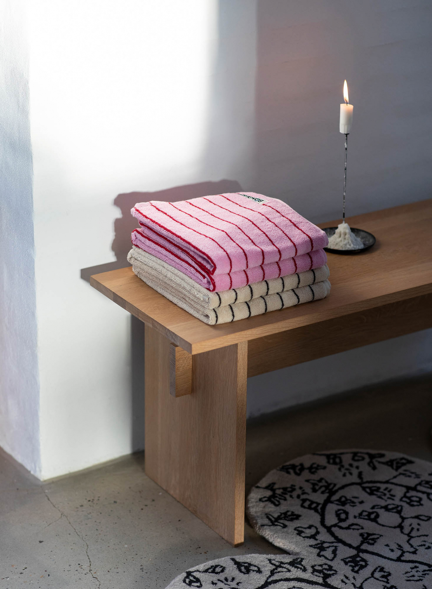 Bath Towel Pink & Red Stripe