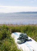Bath Towel Foam & Teal Stripe