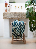 Bath Towel Foam & Teal Stripe