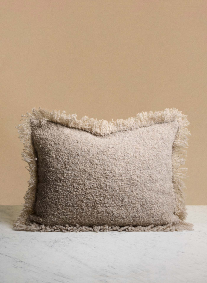 Prydnadskudde Fransad Beige i gruppen Detaljer / Textil / Prydnadskuddar hos Tambur Store AB (CAPBEC65x45)
