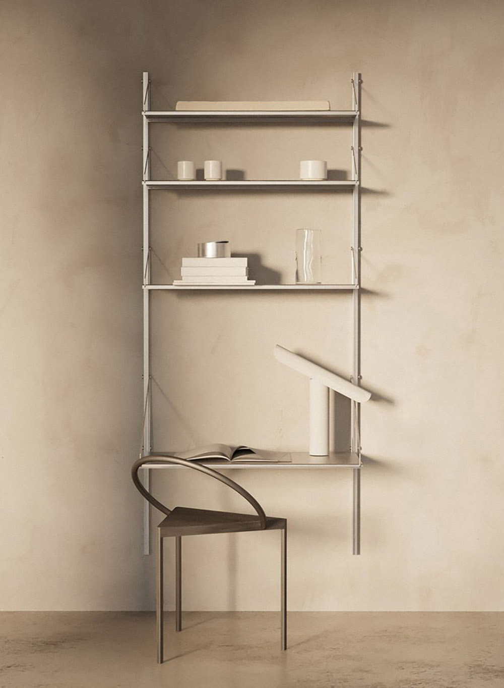 Shelf Library Stainless Steel | Desk Section H185,2 cm