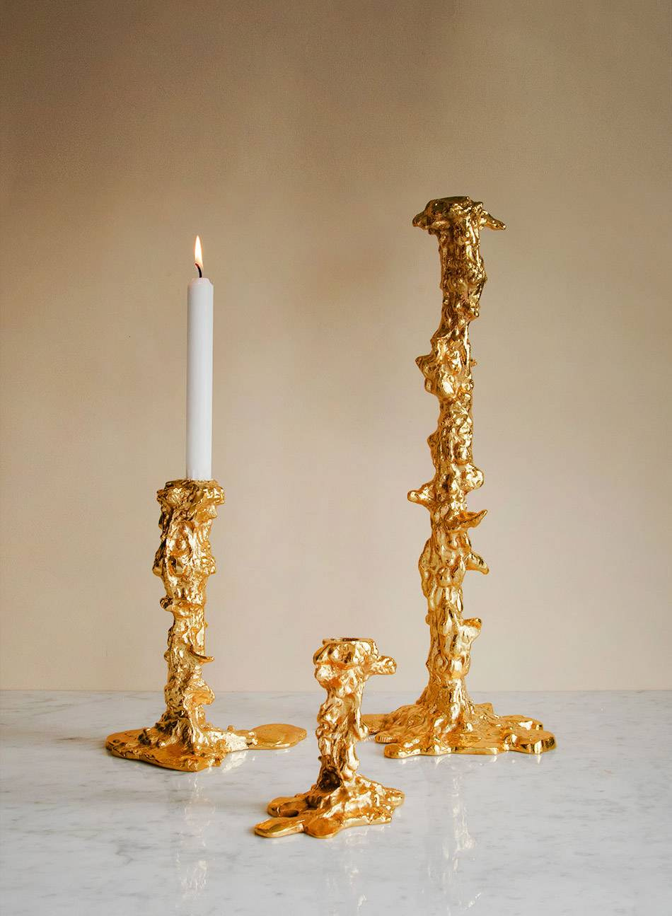 Drip Candle Holder Gold XL